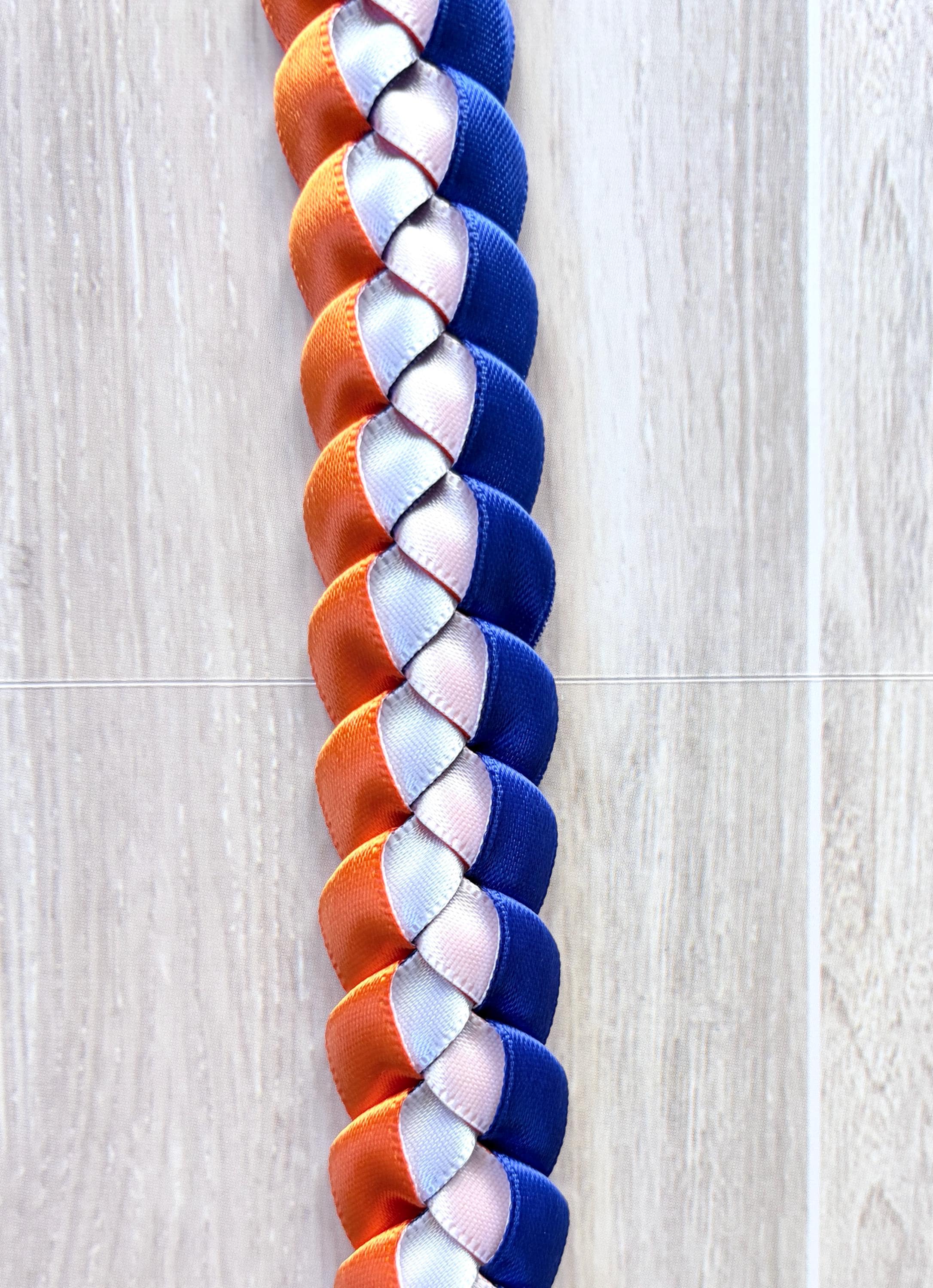 Royal Blue, Orange, and White 3/8" Ribbon Lei