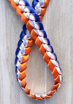 Royal Blue, Orange, and White 3/8" Ribbon Lei