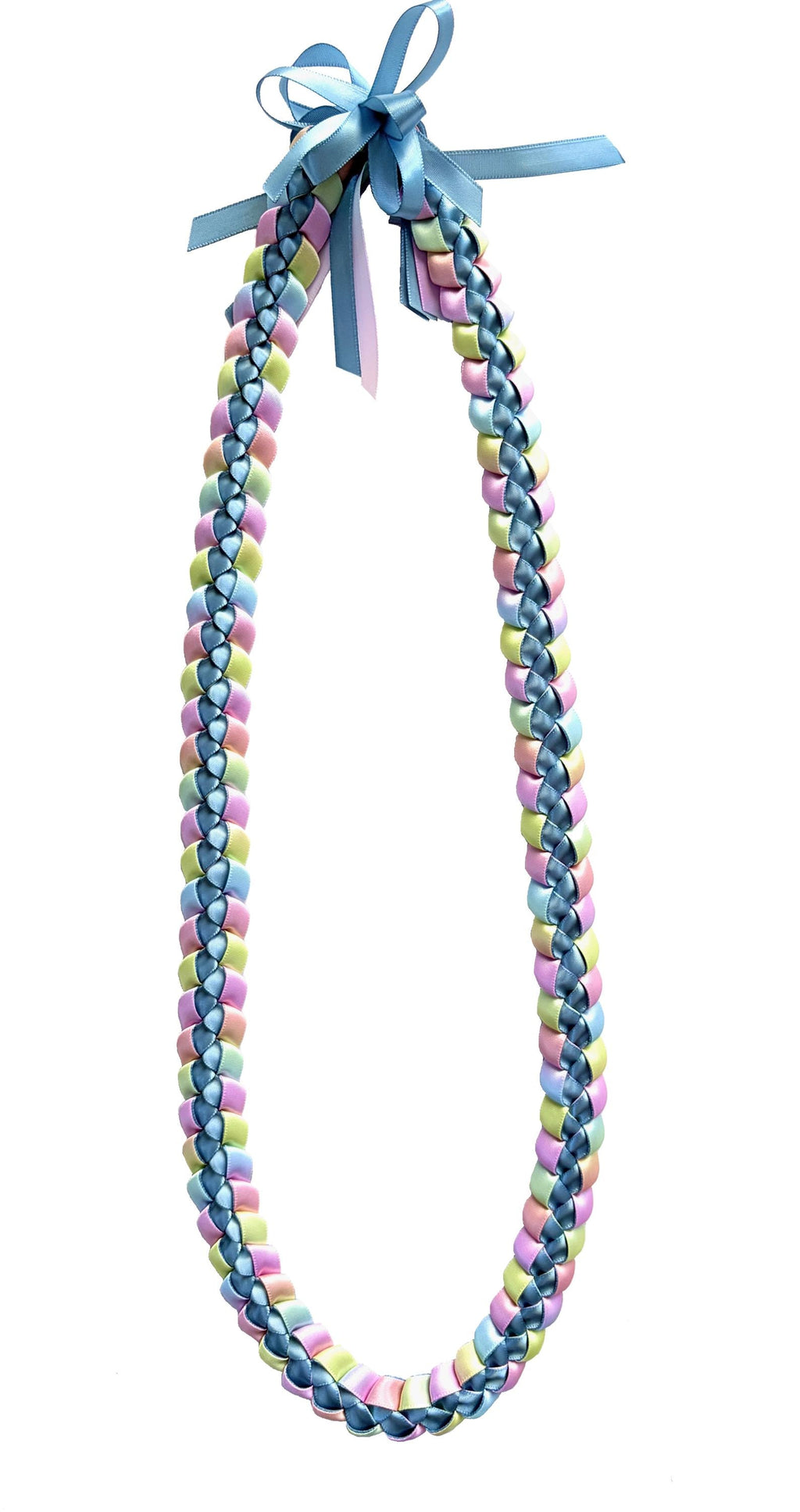 Slate Blue and Pastel Multicolor 3/8" Ribbon Lei