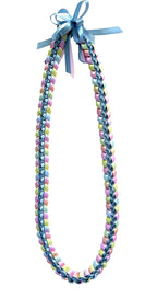 Slate Blue and Pastel Multicolor 3/8" Ribbon Lei