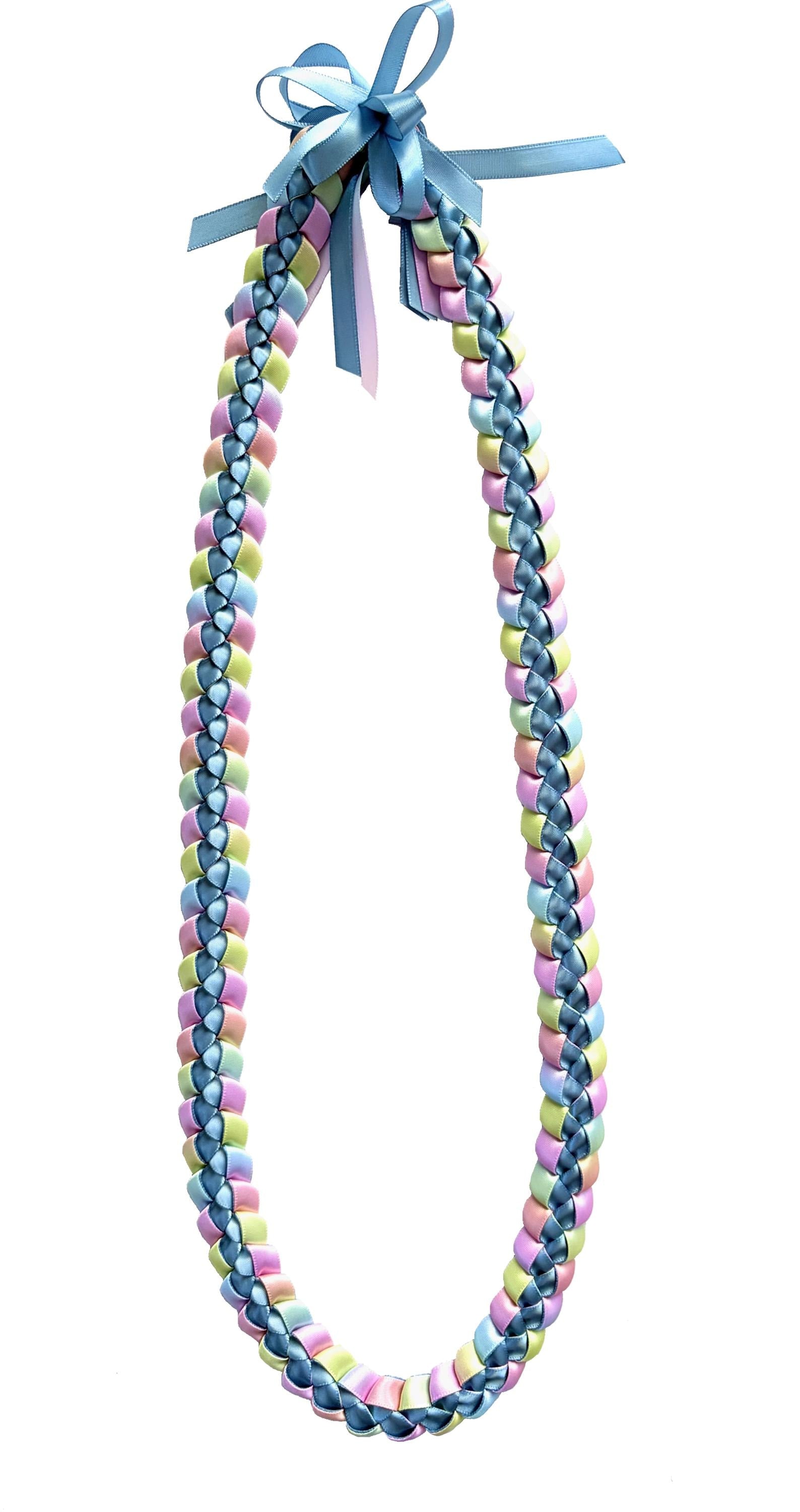 Slate Blue and Pastel Multicolor 3/8" Ribbon Lei