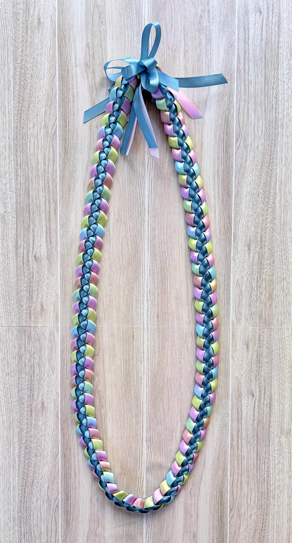 Slate Blue and Pastel Multicolor 3/8" Ribbon Lei