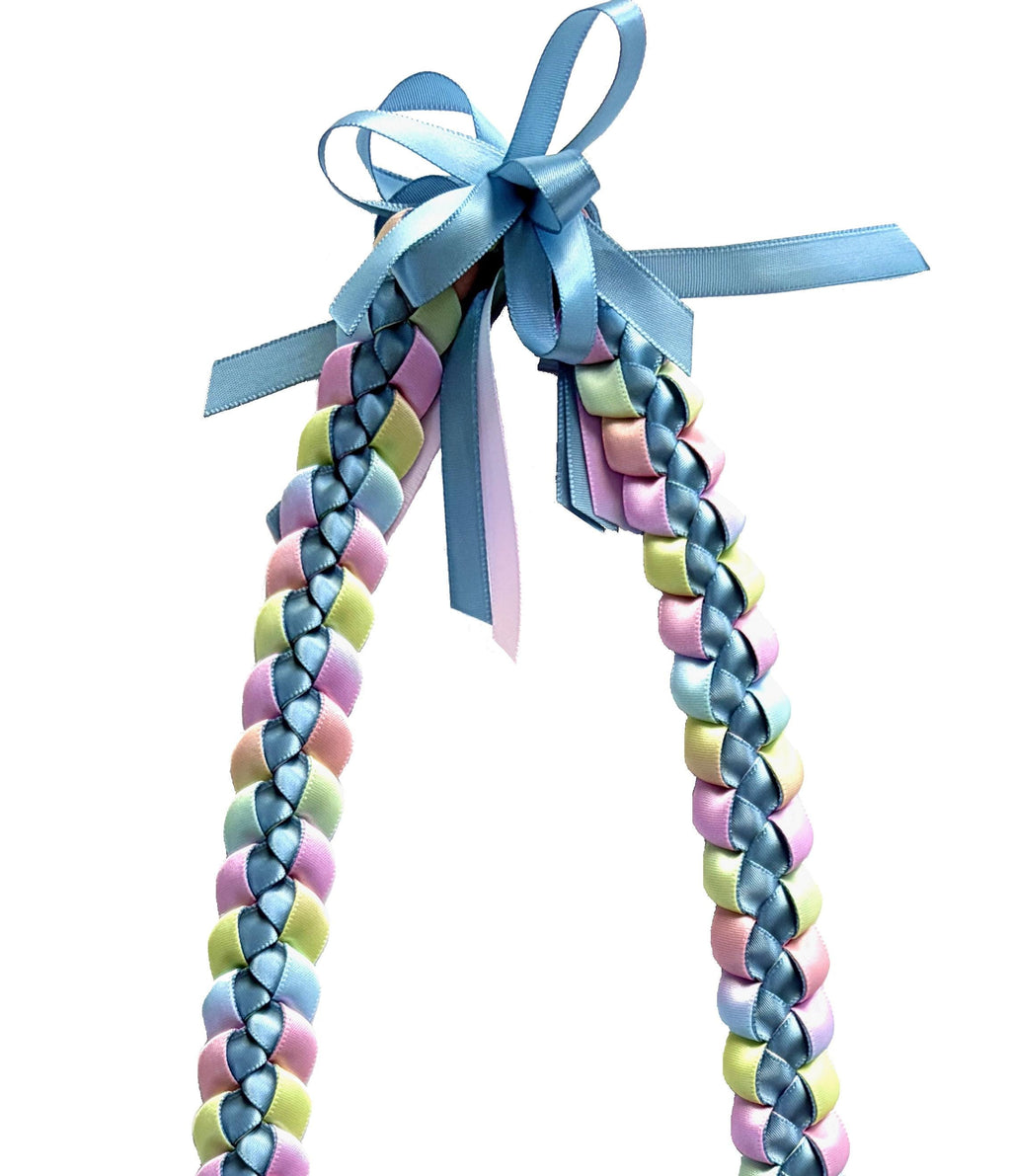 Slate Blue and Pastel Multicolor 3/8" Ribbon Lei