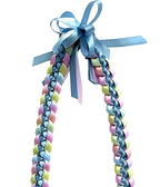 Slate Blue and Pastel Multicolor 3/8" Ribbon Lei