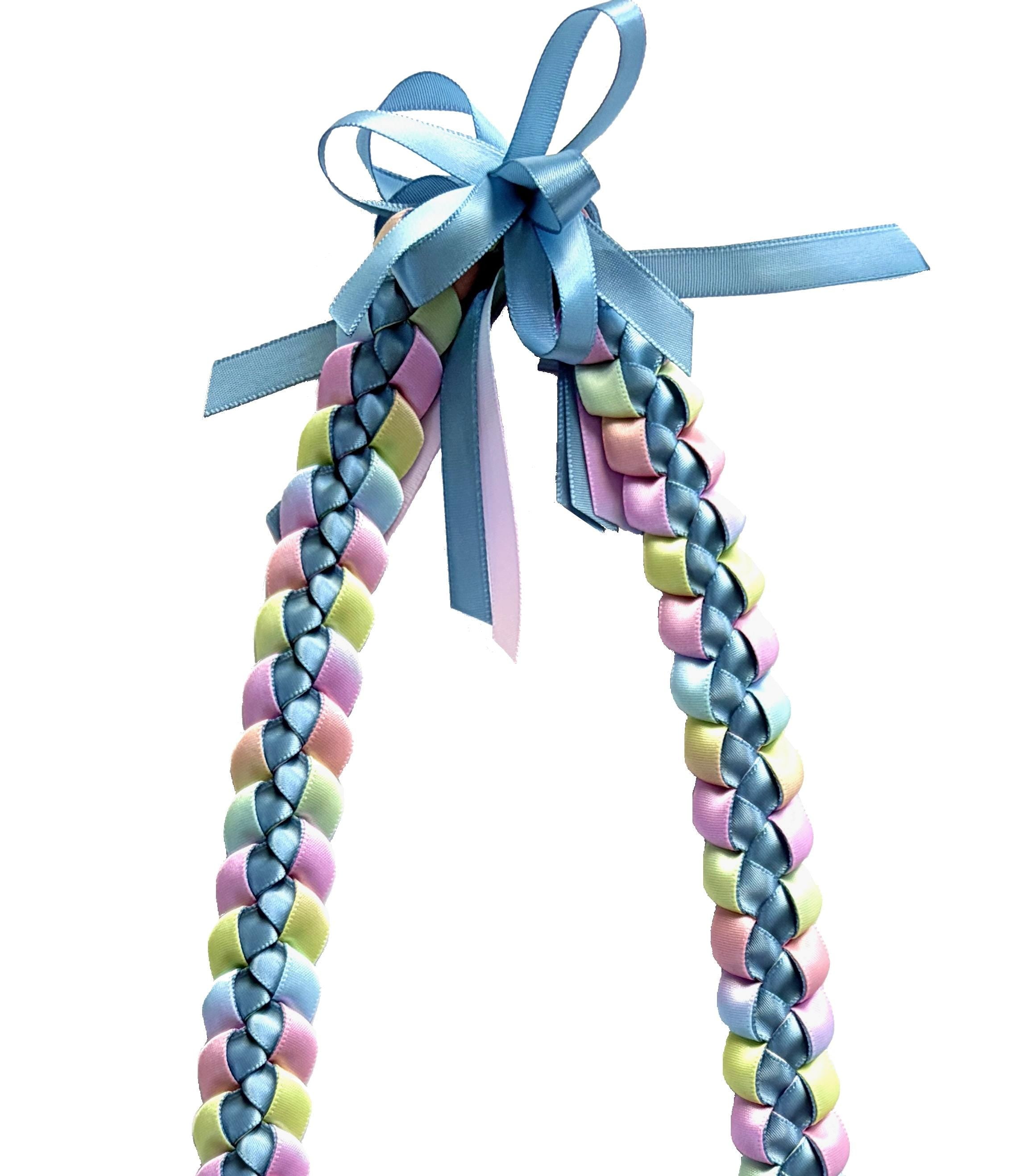Slate Blue and Pastel Multicolor 3/8" Ribbon Lei