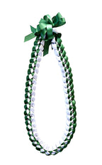 Forest Green and White 5/8" Ribbon Lei