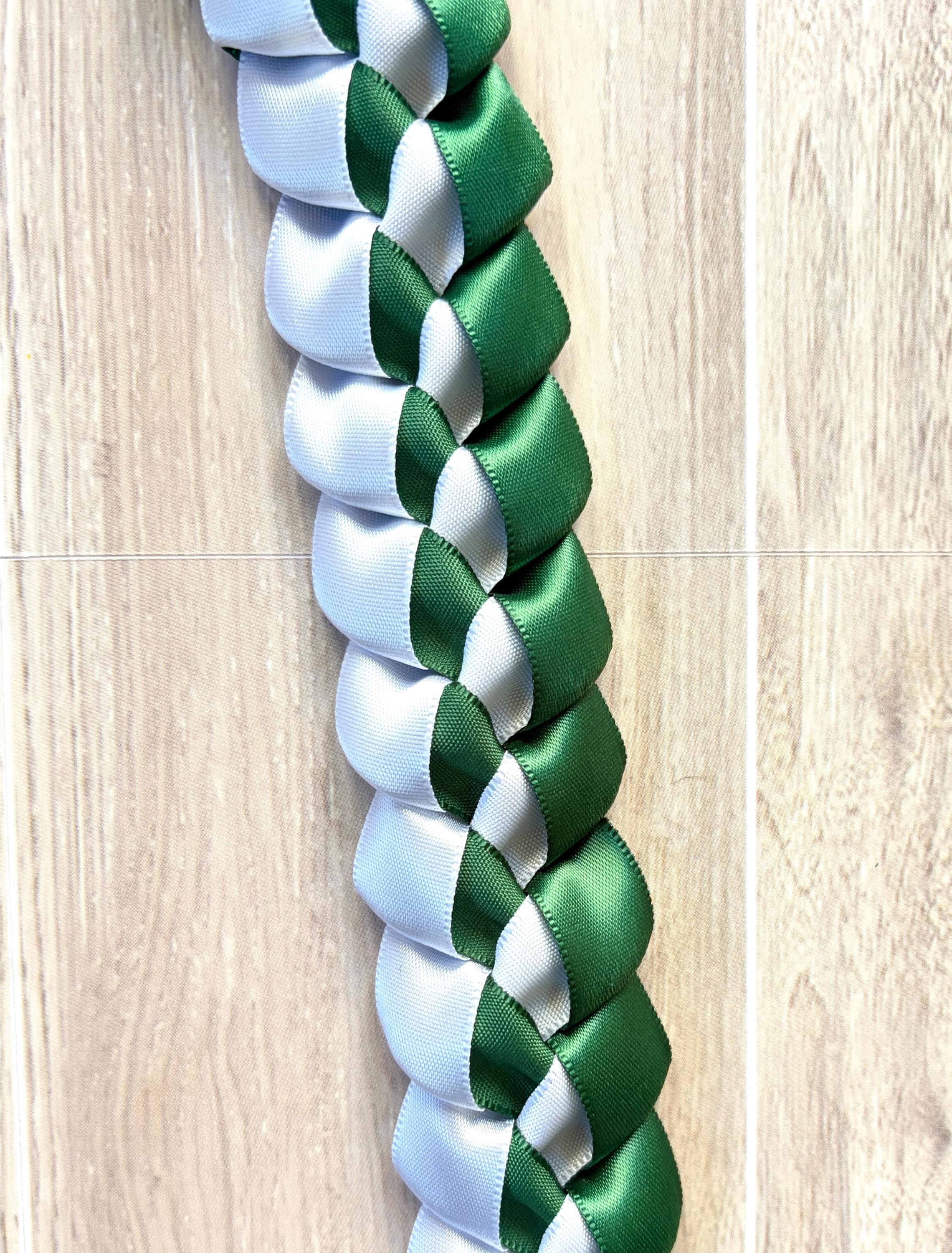 Forest Green and White 5/8" Ribbon Lei