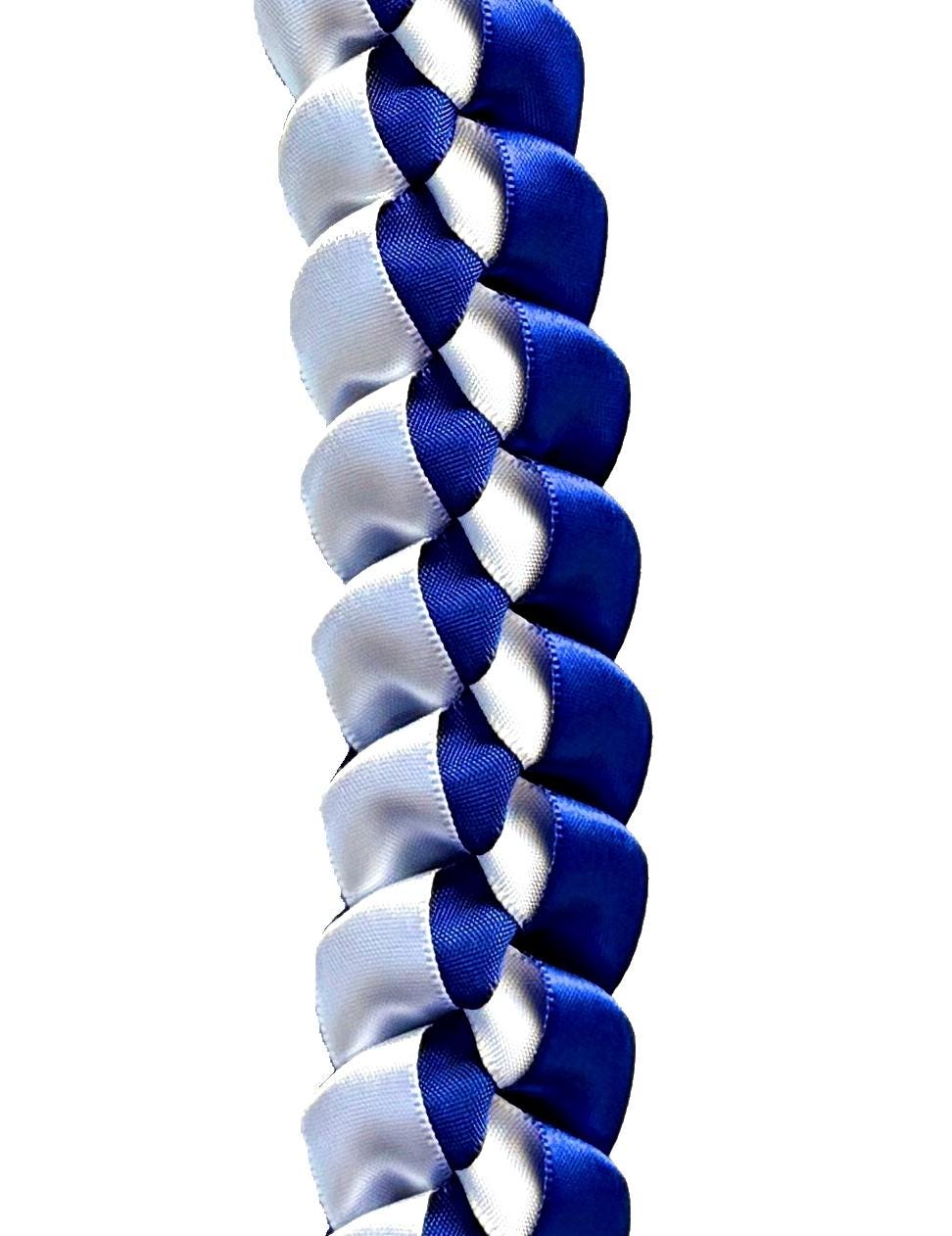 Royal Blue and White 5/8" Ribbon Lei