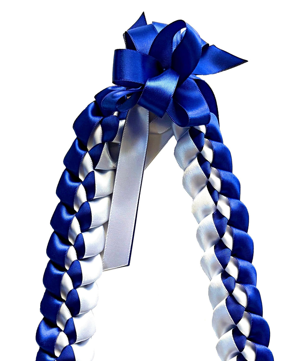 Royal Blue and White 5/8" Ribbon Lei