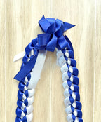 Royal Blue and White 5/8" Ribbon Lei