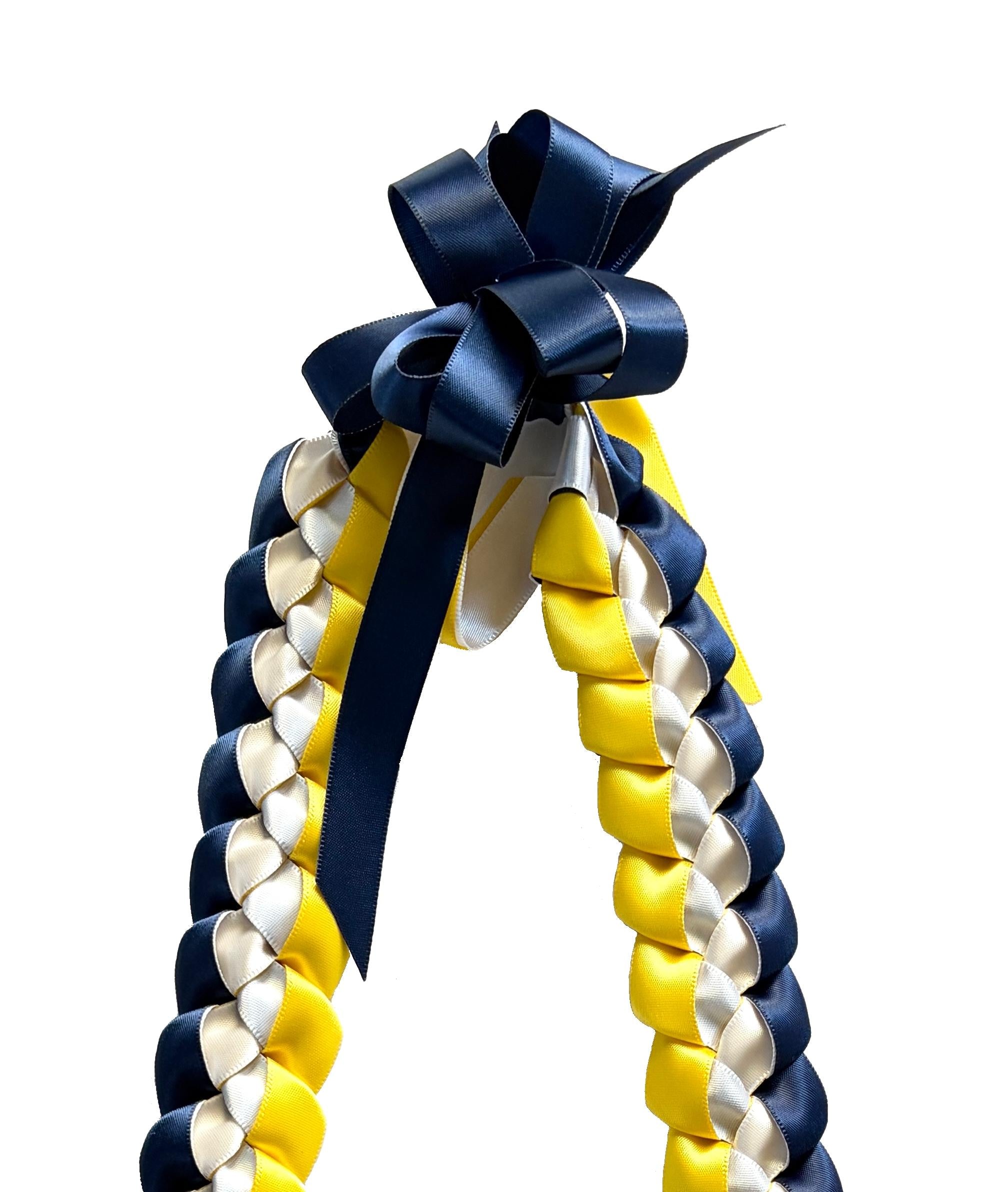 Navy Blue, Yellow, and White 5/8" Ribbon Lei