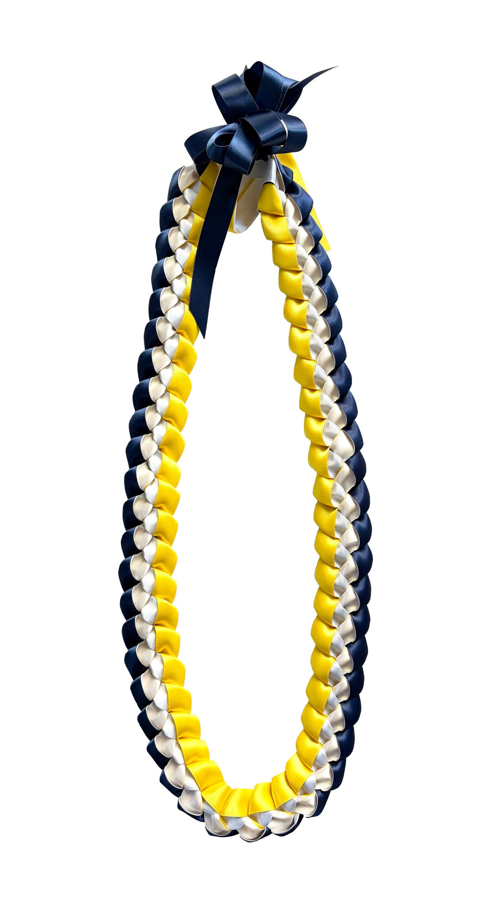 Navy Blue, Yellow, and White 5/8" Ribbon Lei