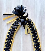 Black and Gold Double Ribbon Lei