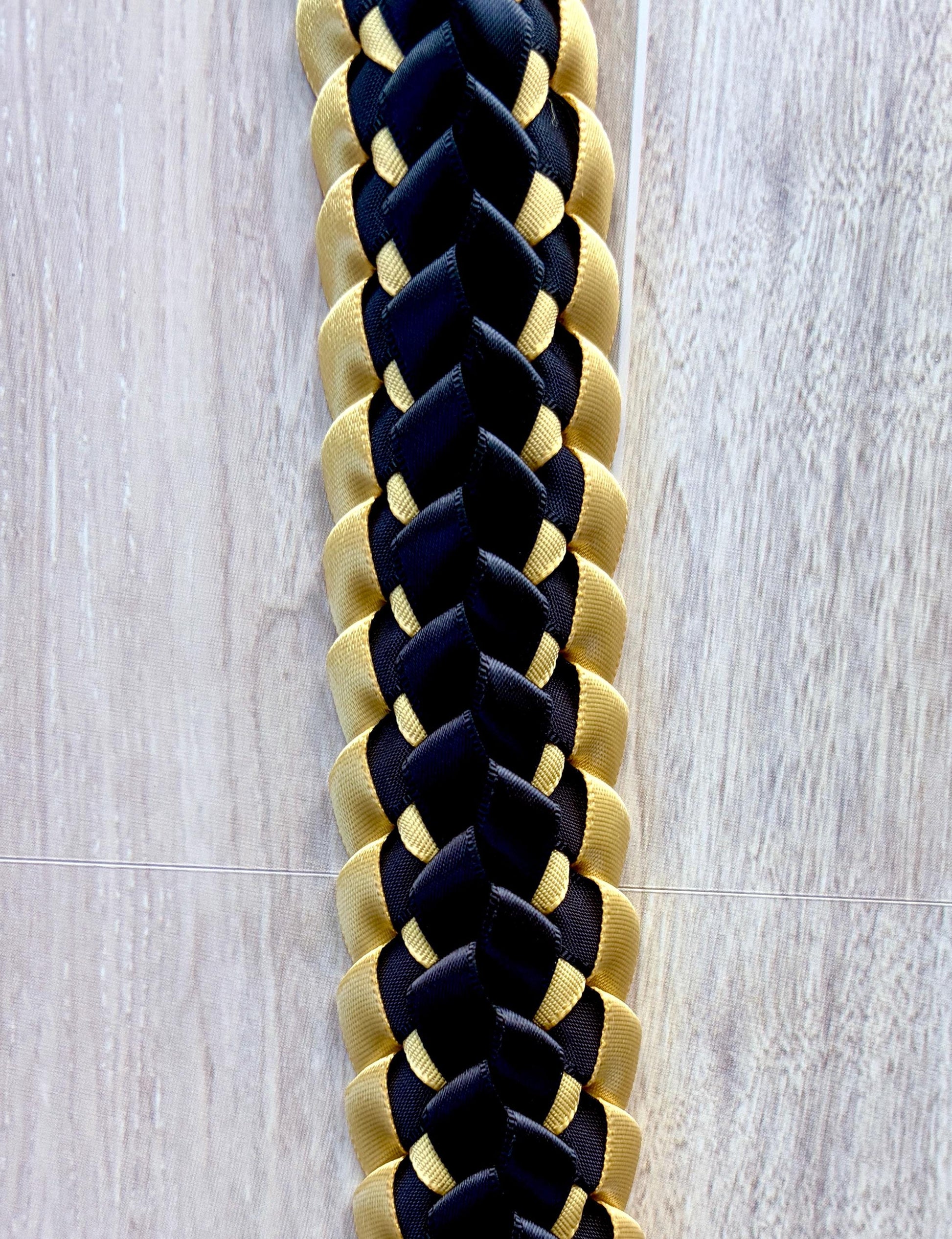 Black and Gold Double Ribbon Lei