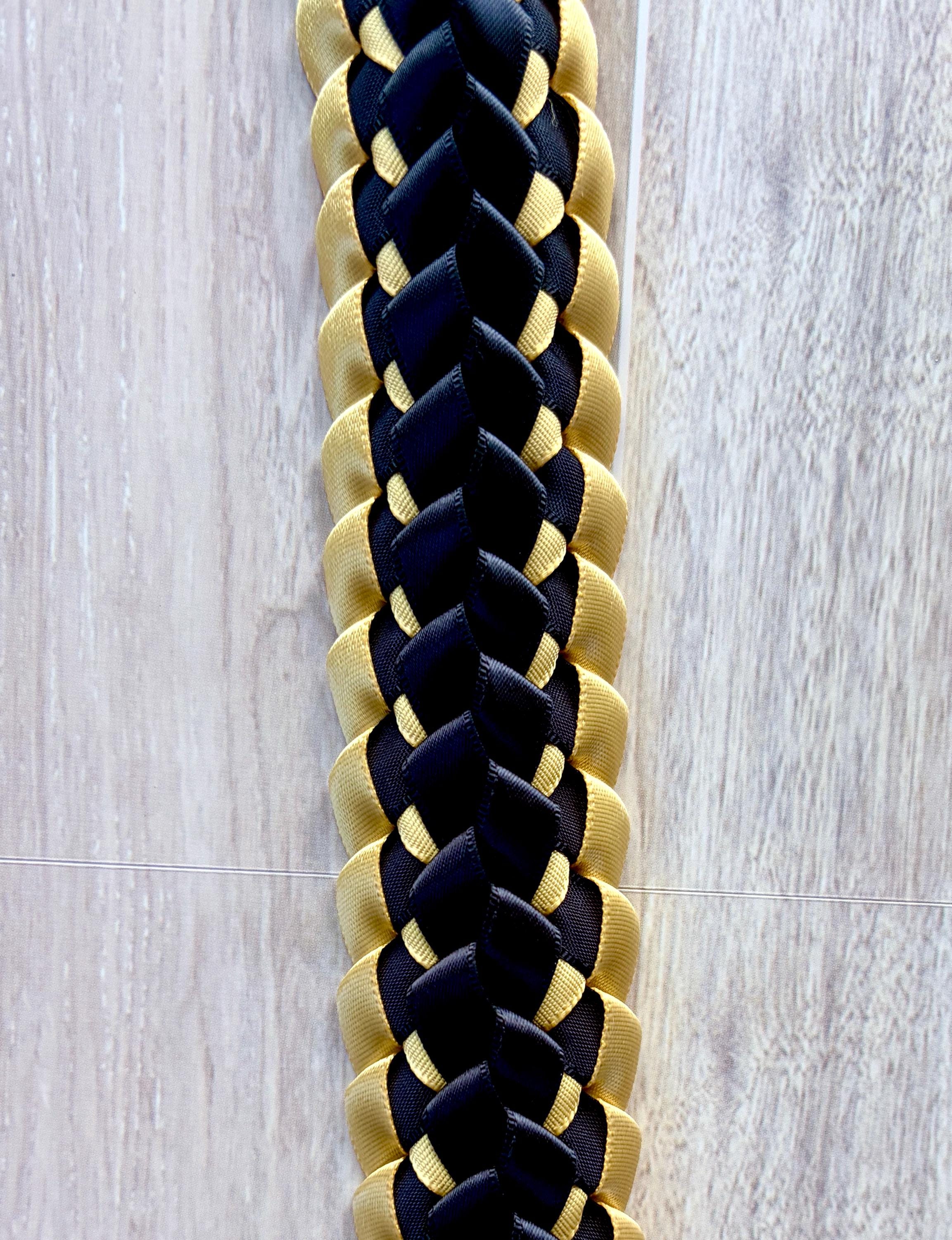Black and Gold Double Ribbon Lei