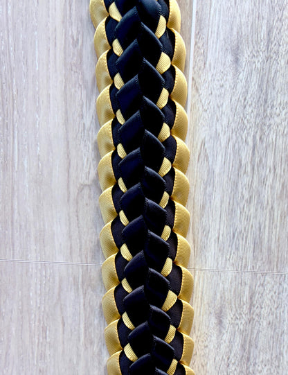 Black and Gold Double Ribbon Lei