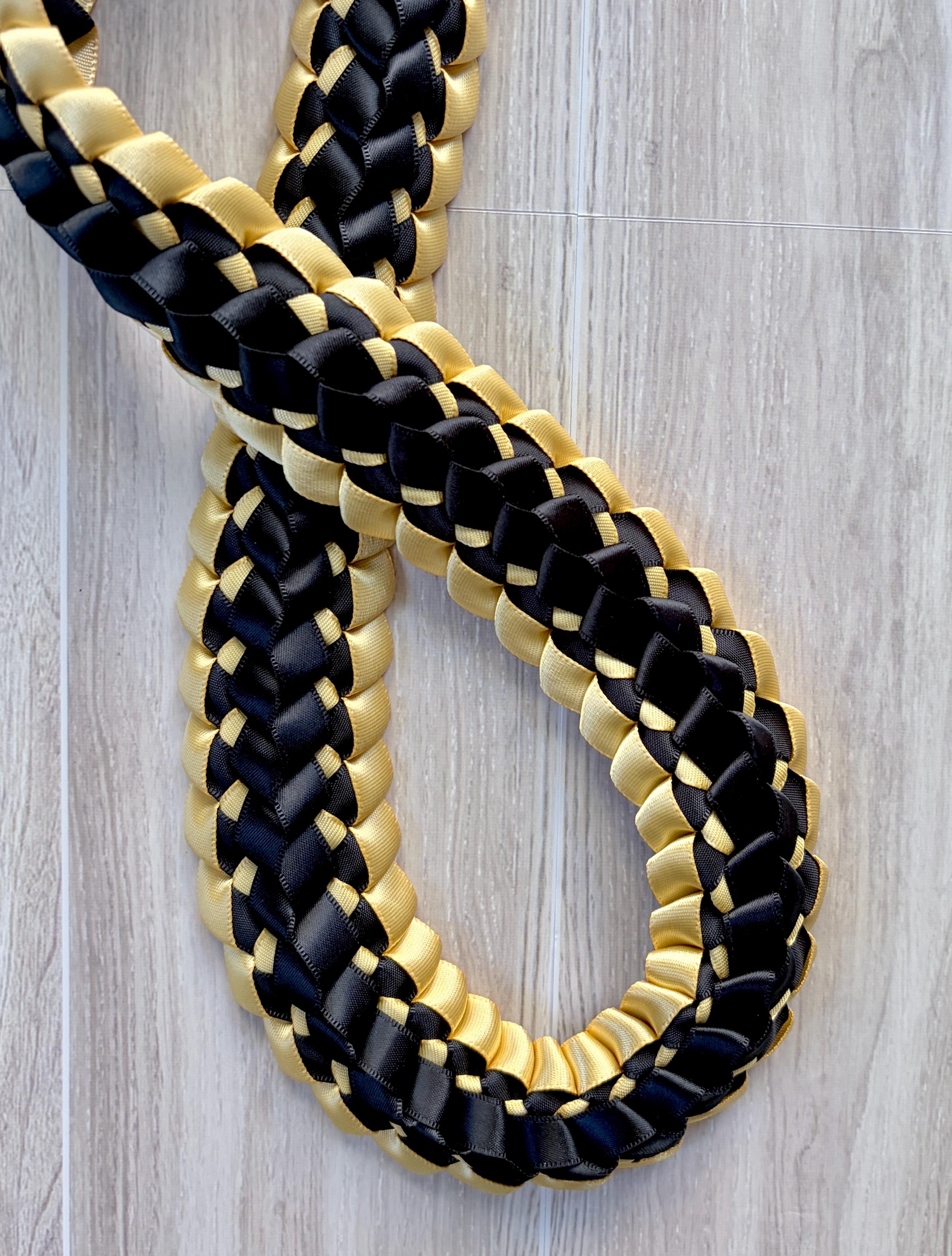 Black and Gold Double Ribbon Lei