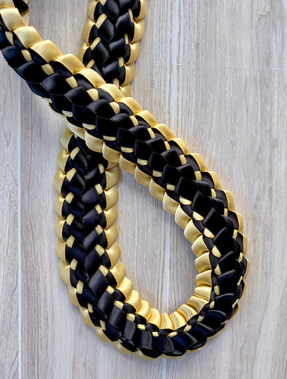 Black and Gold Double Ribbon Lei