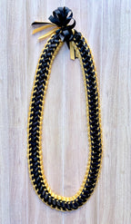 Black and Gold Double Ribbon Lei