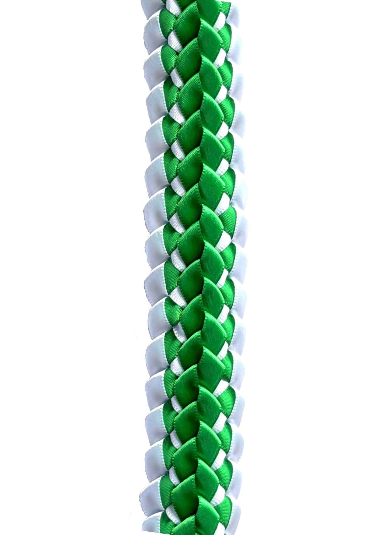 Emerald Green and White Double Ribbon Lei