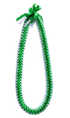 Emerald Green and White Double Ribbon Lei