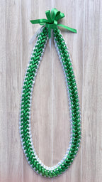 Emerald Green and White Double Ribbon Lei