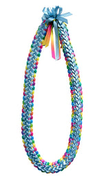 Slate Blue and Pastel Multicolor Ribbon Lei
