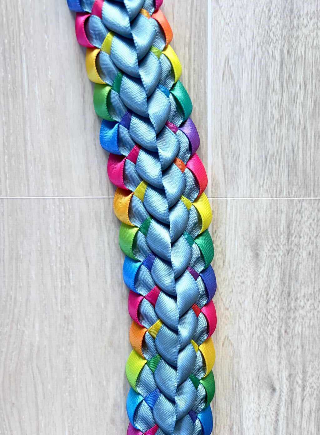 Slate Blue and Pastel Multicolor Ribbon Lei