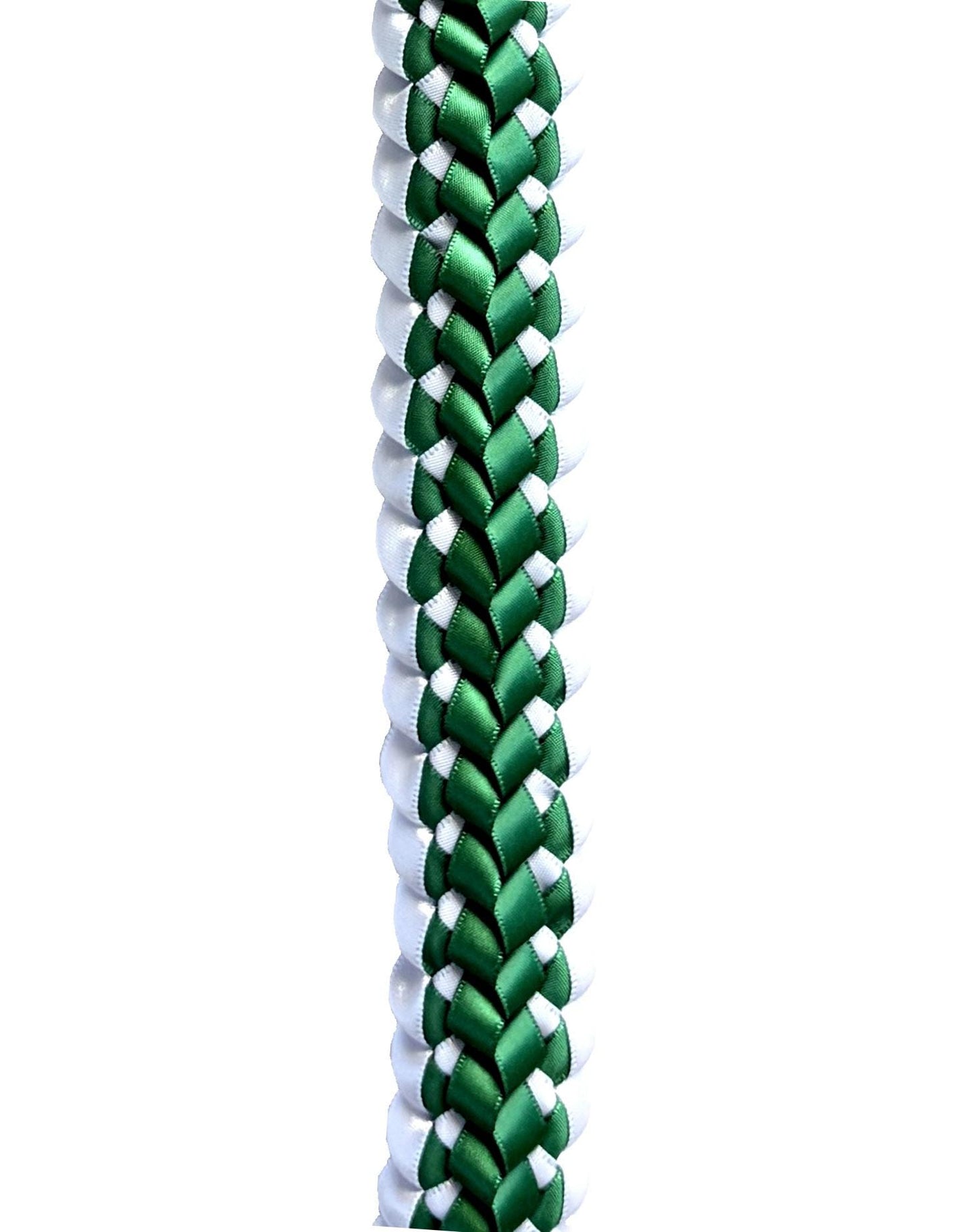 Forest Green and White Double Ribbon Lei