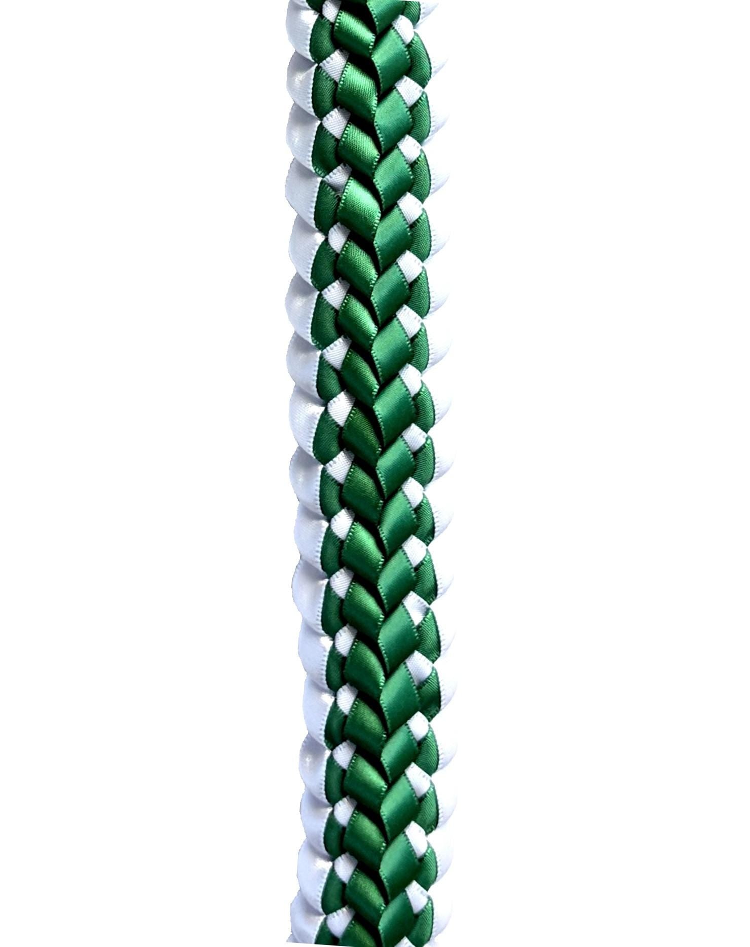 Forest Green and White Double Ribbon Lei