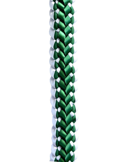 Forest Green and White Double Ribbon Lei