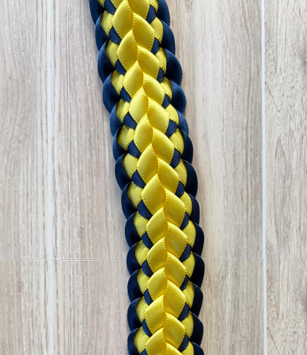 Navy Blue and Yellow Double Ribbon Lei