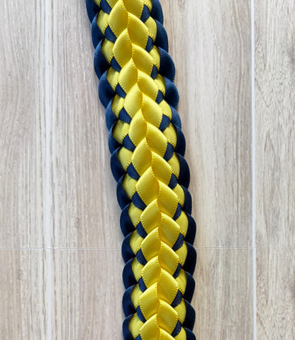 Navy Blue and Yellow Double Ribbon Lei