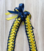 Navy Blue and Yellow Double Ribbon Lei