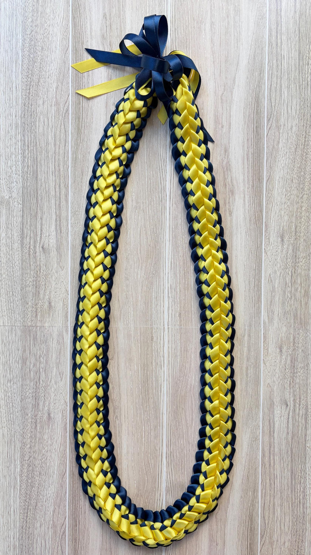 Navy Blue and Yellow Double Ribbon Lei
