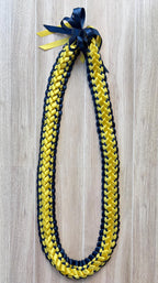 Navy Blue and Yellow Double Ribbon Lei
