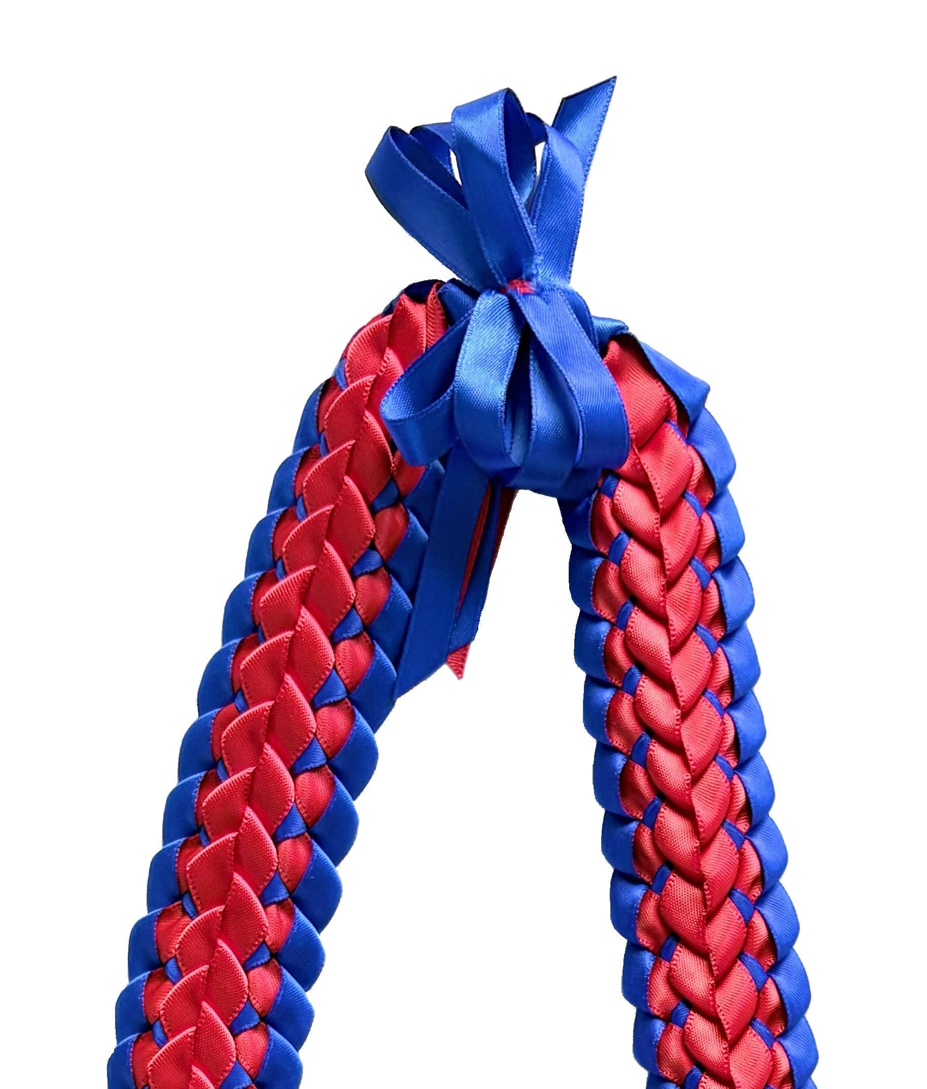 Royal Blue and Red Double Ribbon Lei