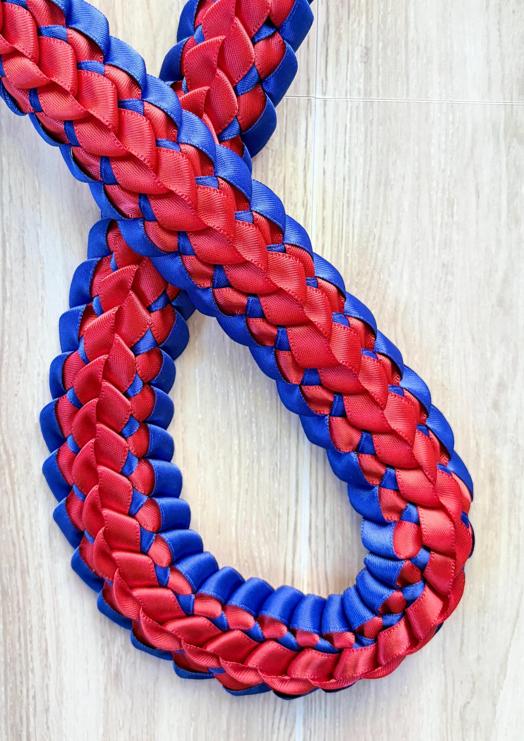 Royal Blue and Red Double Ribbon Lei