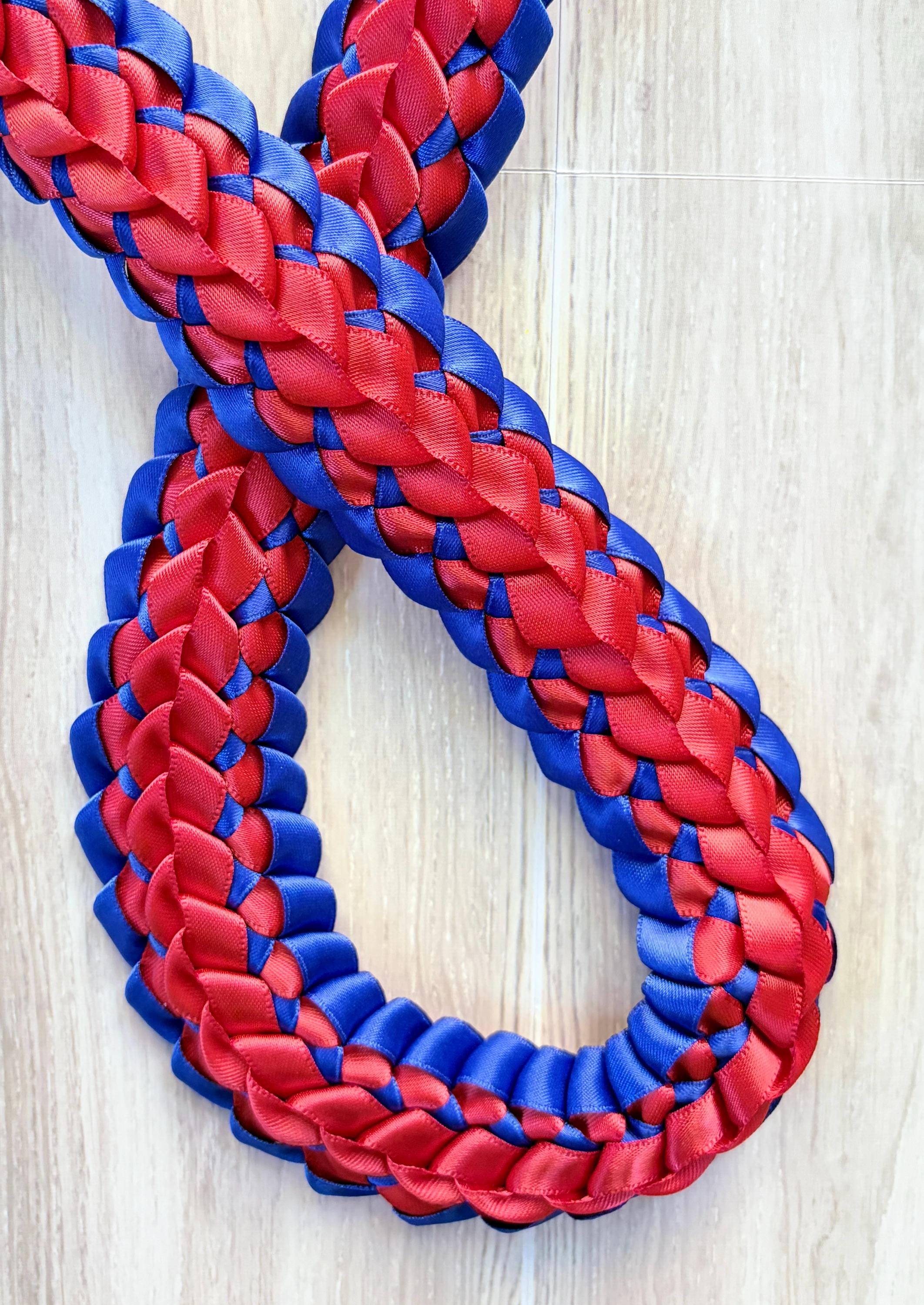 Royal Blue and Red Double Ribbon Lei