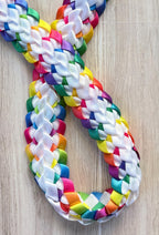 White and Pastel Multicolor Ribbon Lei