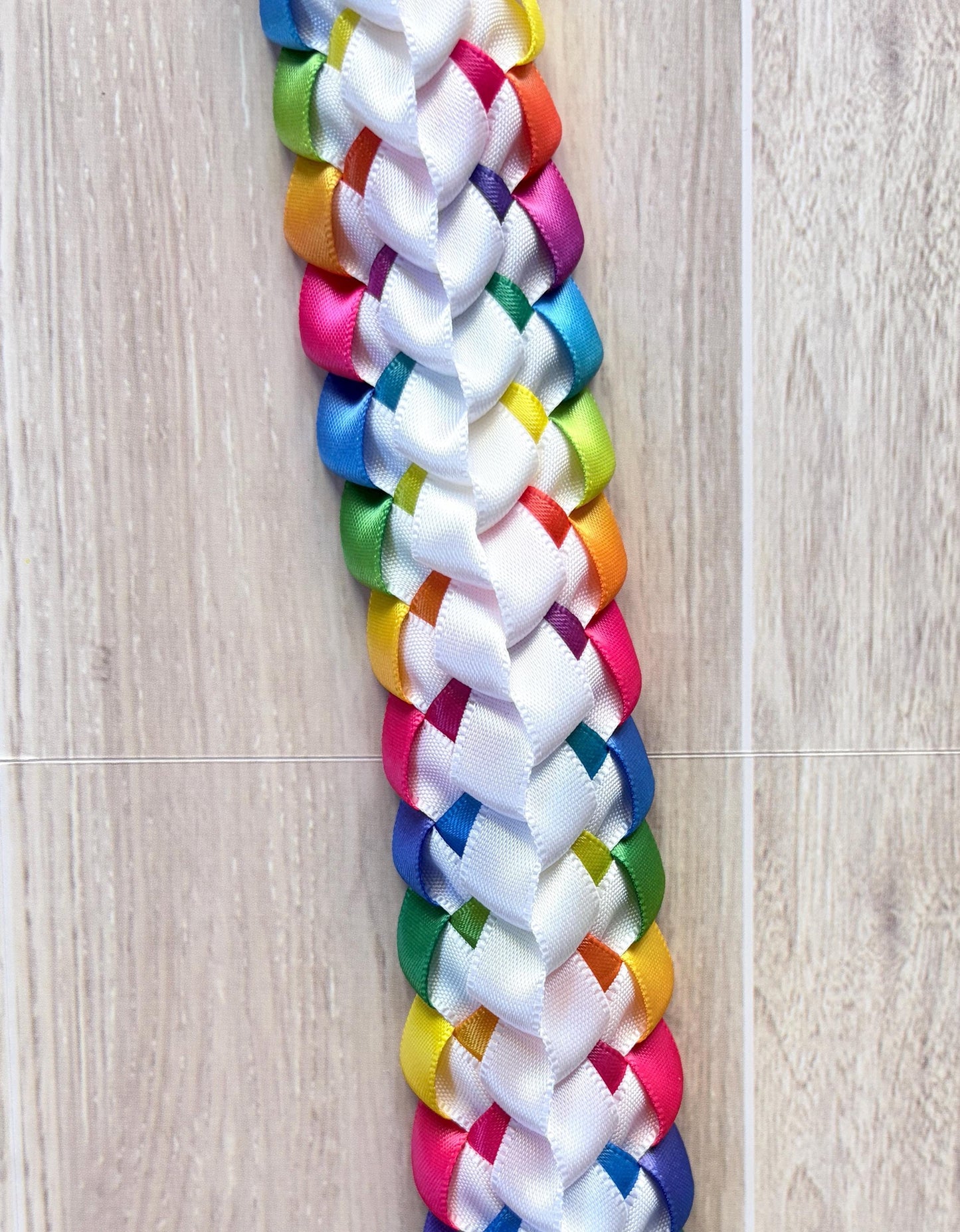 White and Pastel Multicolor Ribbon Lei