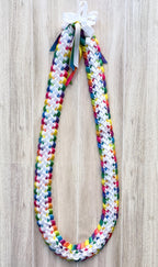 White and Pastel Multicolor Ribbon Lei