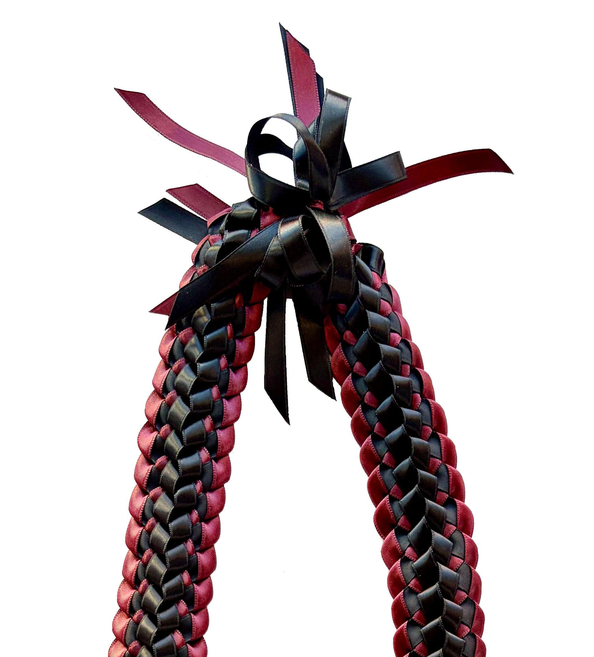 Burgundy and Black Double Ribbon Lei