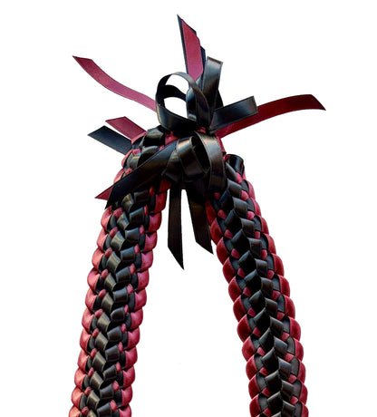 Burgundy and Black Double Ribbon Lei
