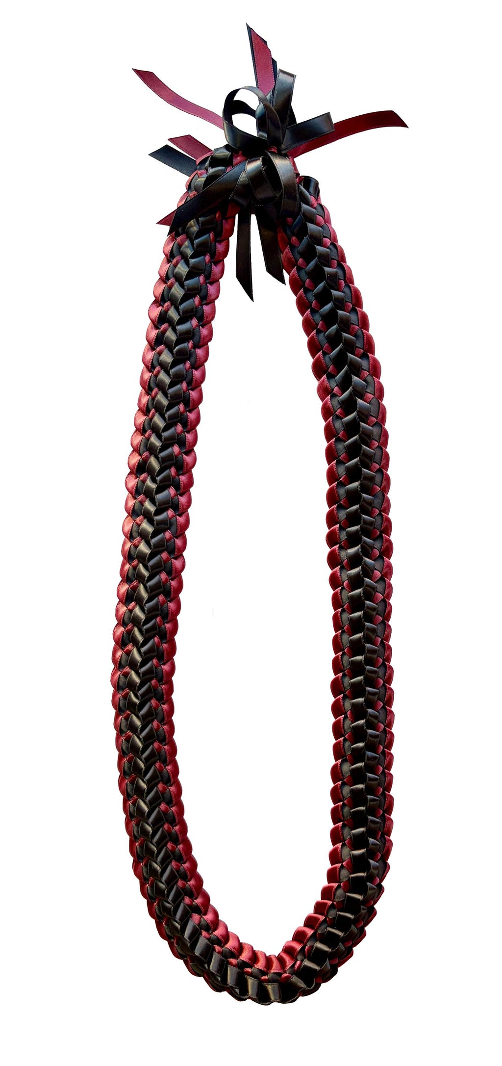 Burgundy and Black Double Ribbon Lei