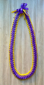 Dark Purple and Yellow Double Ribbon Lei