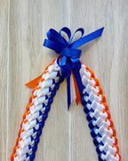 Royal Blue, Orange, and White Double Ribbon Lei