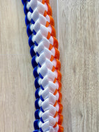 Royal Blue, Orange, and White Double Ribbon Lei