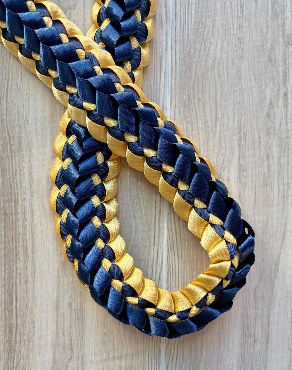 Navy Blue and Gold Double Ribbon Lei
