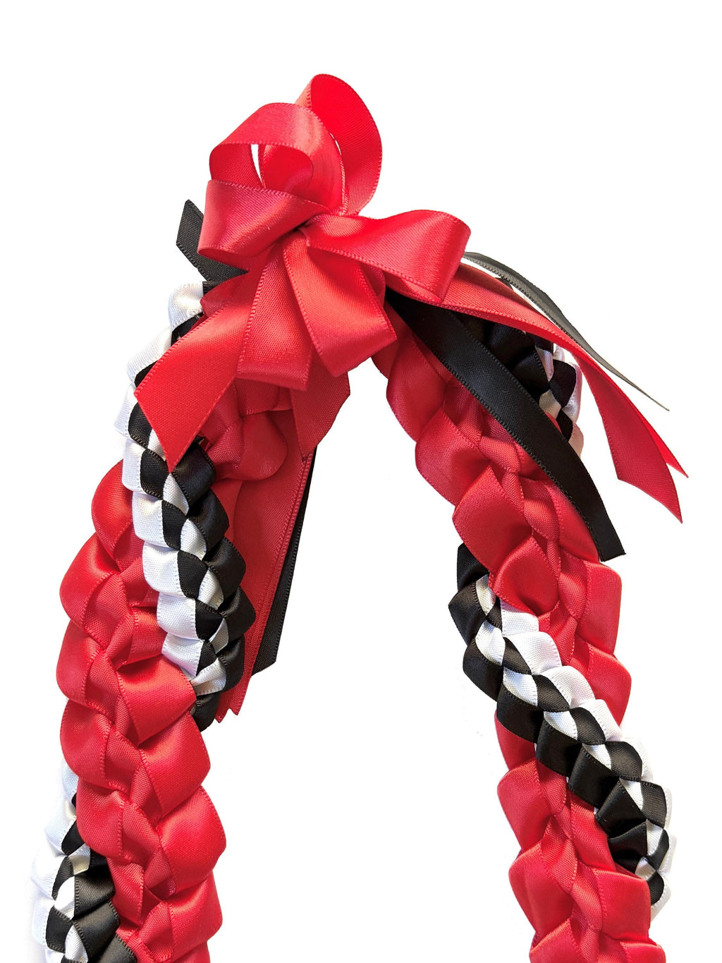 Red, Black, and White Wrap Ribbon Lei